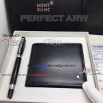 Perfect Replica 2019 AAA Mont blanc Purses Set Black Rollerball Pen and Black Wallet